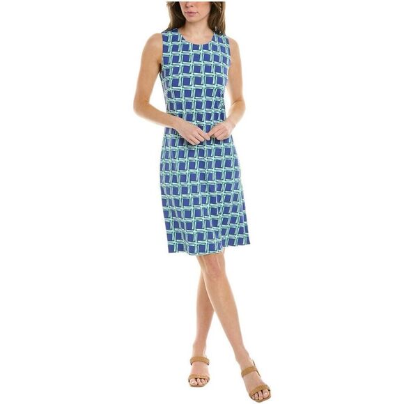 J. MCLAUGHLIN Sophia Print Geometric Catalina Cloth Sz Small Blue Green Summer - Picture 1 of 5